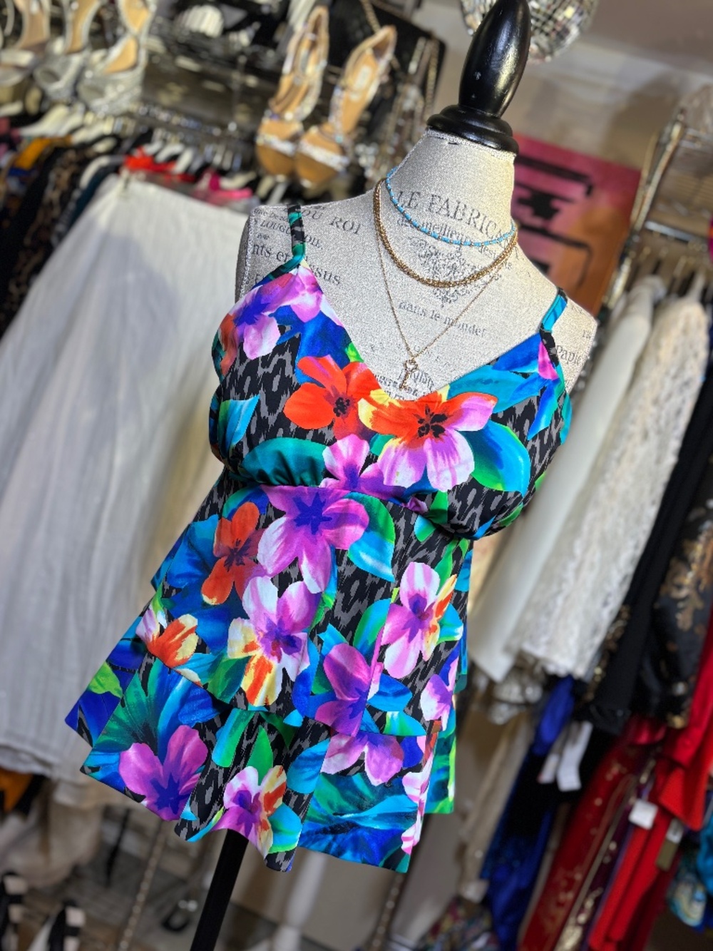 Tropical & Animal Print Bathing Suit Top